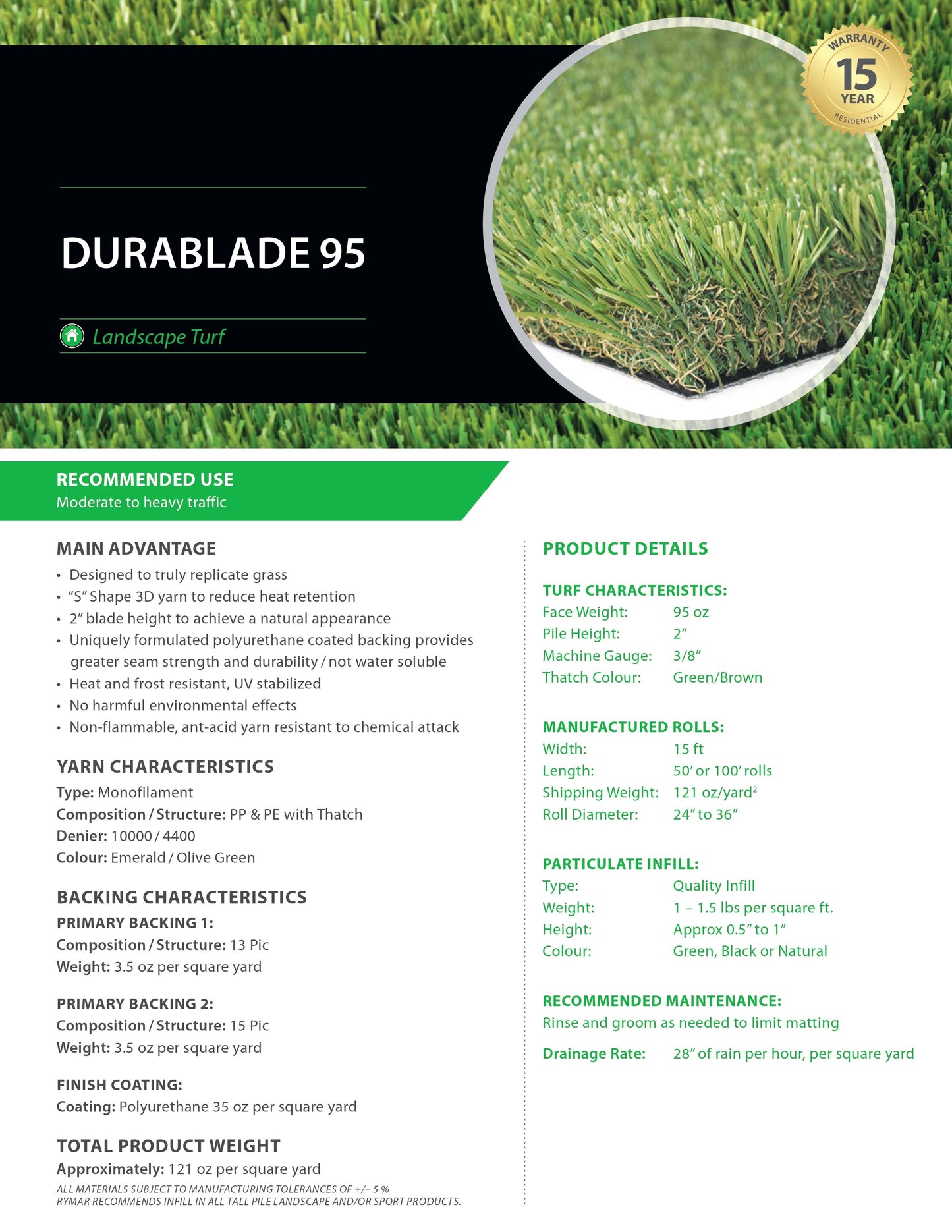 Durablade 95, 15' Width