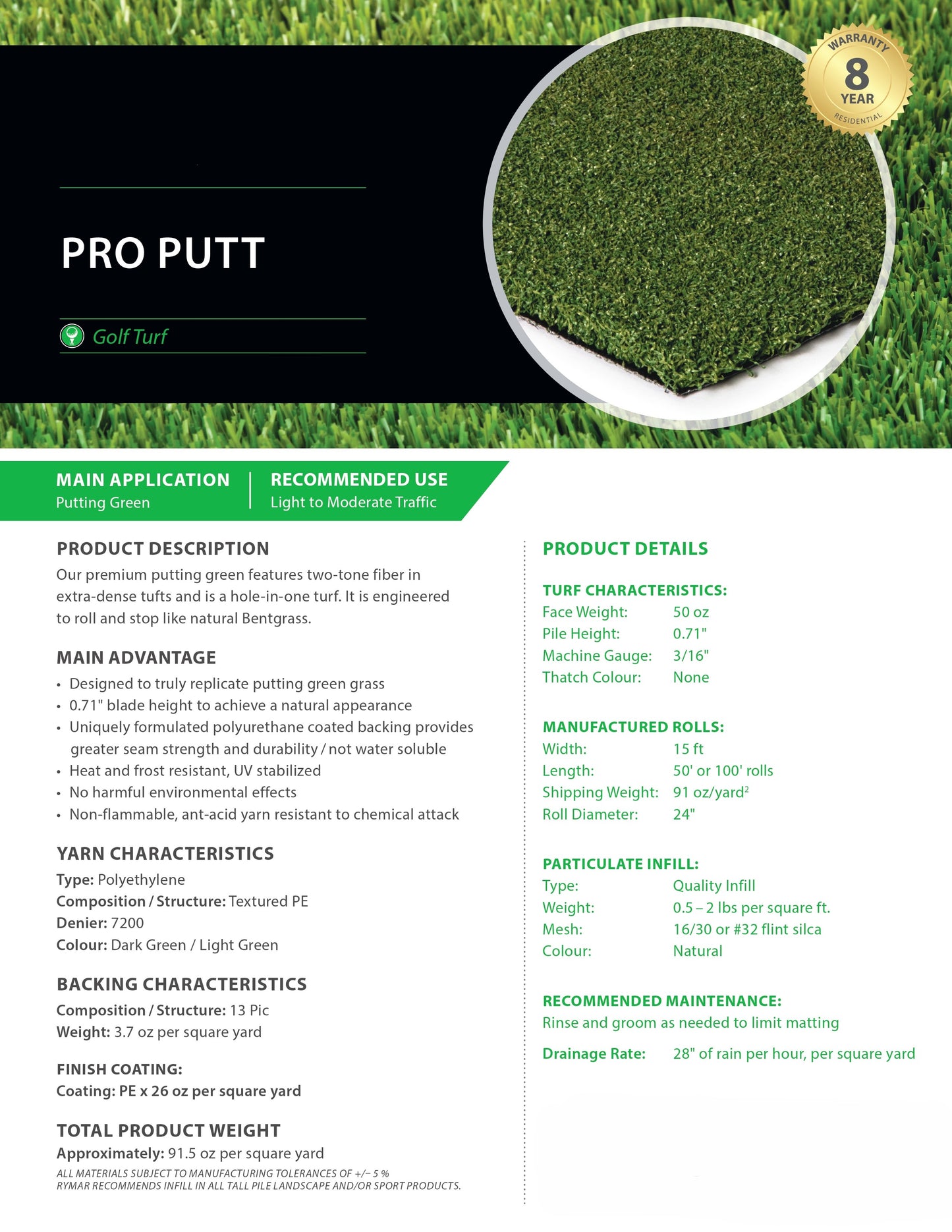 Pro Putt, 15' Width