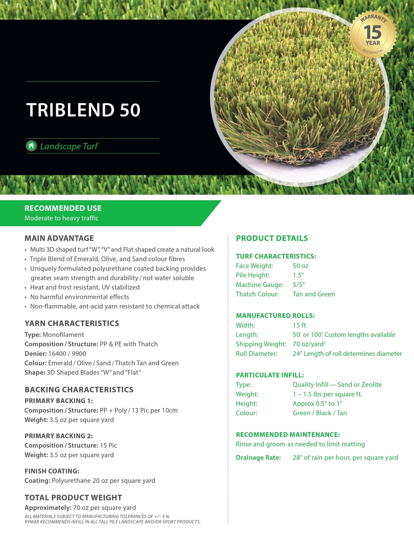 Tri-Blend 50, 15' Width
