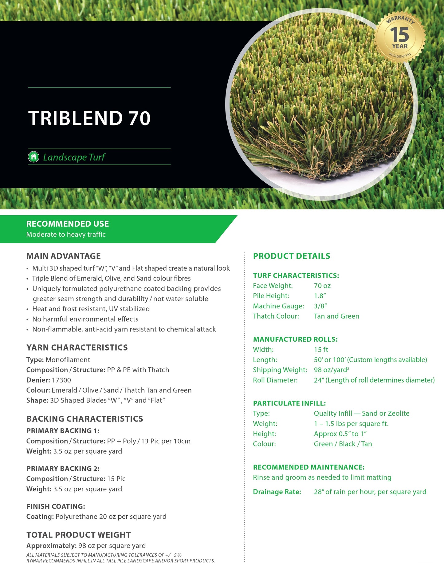 Tri-Blend 70, 15' Width