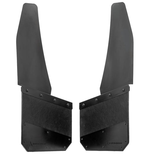 Armed Mud Flap Universal Angled Cut - Front(Pair) - 12"W x 29"L - Carbon Black