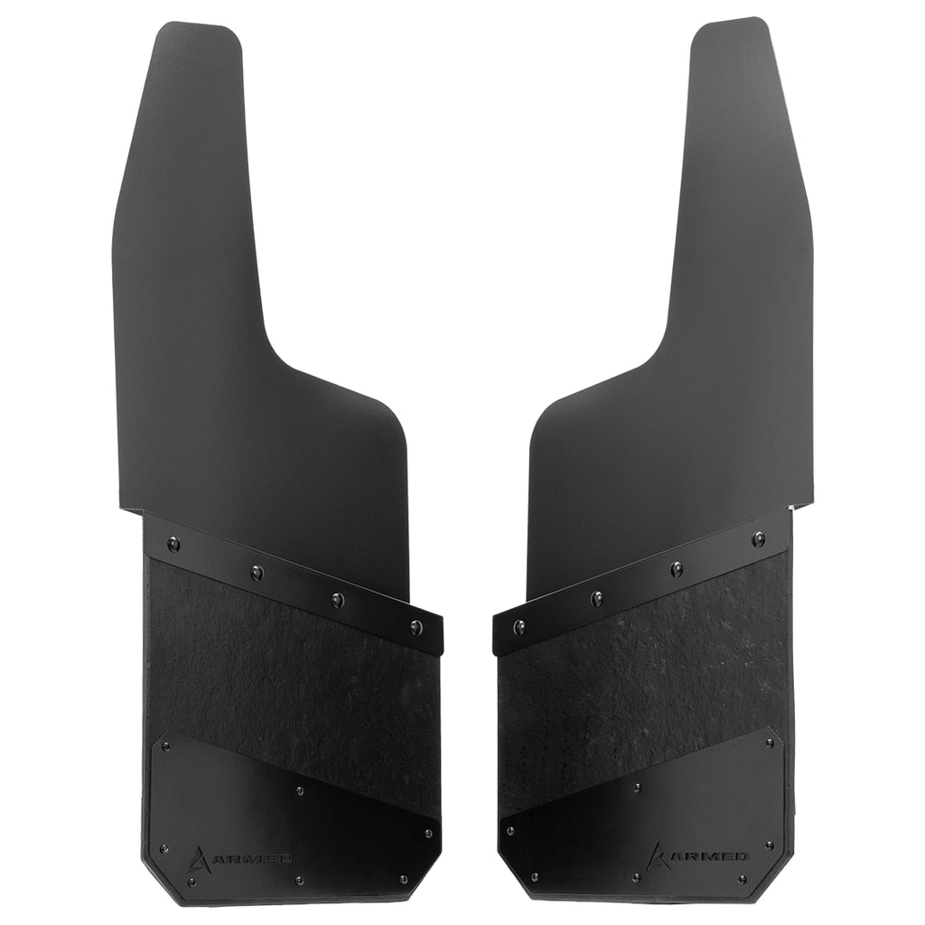 Armed Mud Flap Universal Angled Cut - Rear(Pair) - 14"W x 32"L - Carbon Black