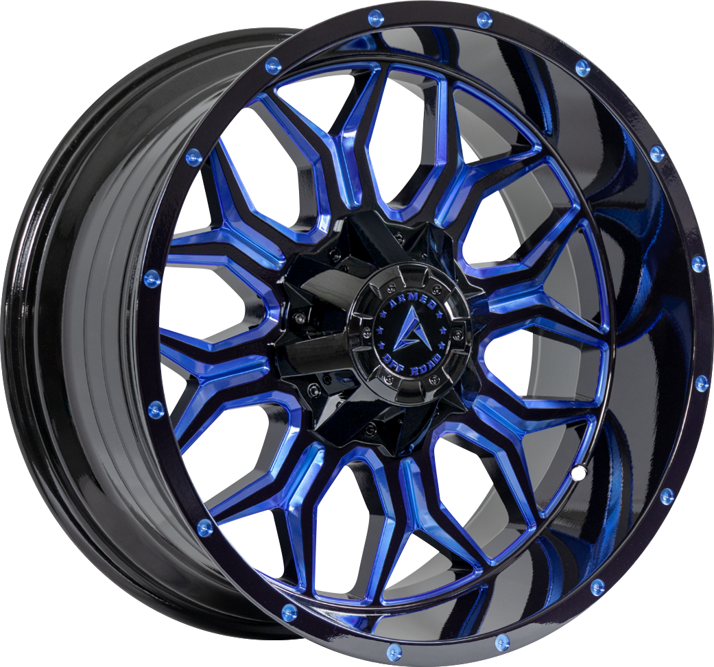 ARMED OFF-ROAD INFANTRY - GLOSS BLACK BLUE MILLED - 20x10 - 8x170