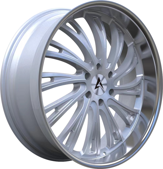 ARMED SYNDICATE KINGPIN - GLOSS SILVER BRUSHED FACE CHROME LIP - 24x10 - 6x139.7