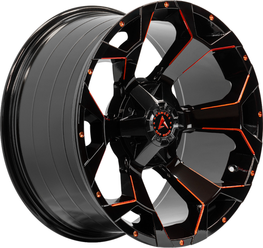 ARMED OFF-ROAD BOMBER - GLOSS BLACK RED MILLED - 20x10 - 5x127 | 5x139.7